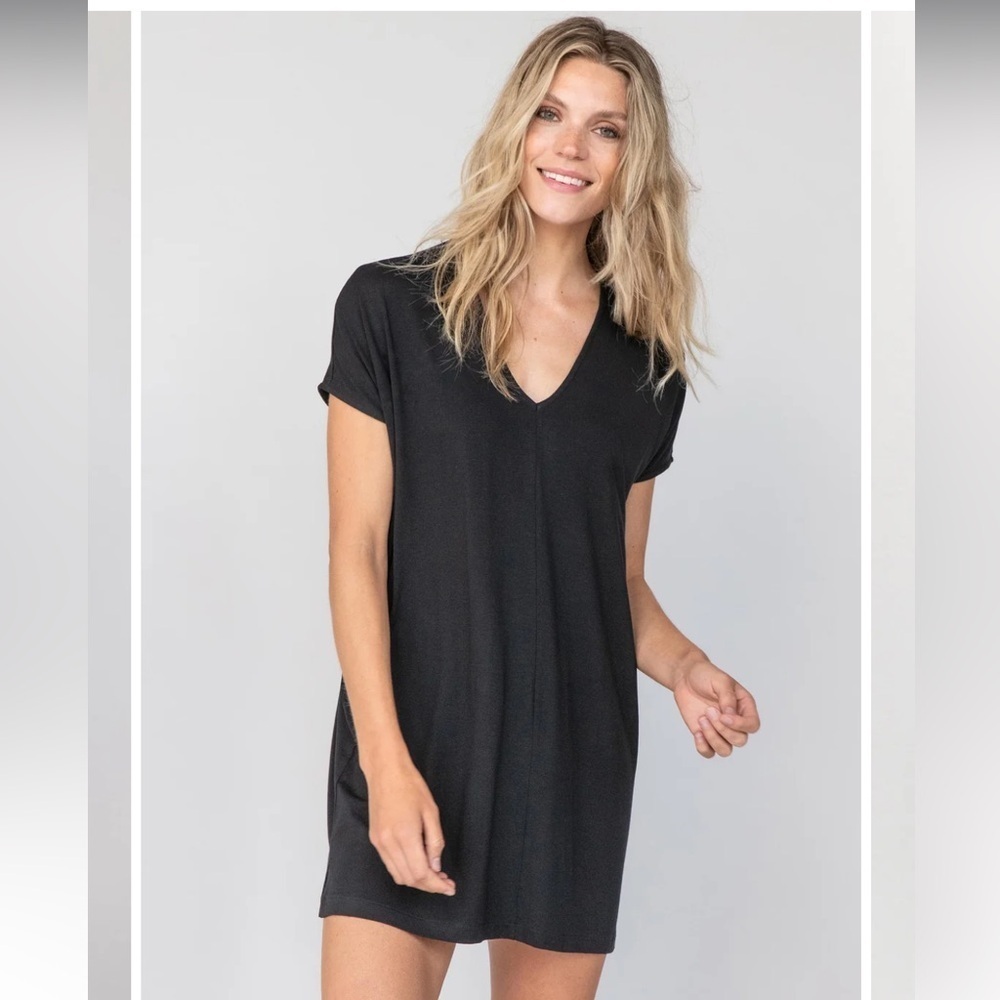 Lilla P Double‎ V Neck Black Dress Size XS